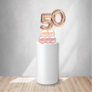 Order our personalized centerpieces with any age made of cute 14" mylar balloons and choose balloon colors for the base. Both letters and numbers are available in silver or gold.