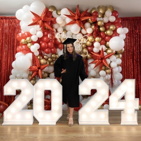Graduation Sarah 2024 marquee organic balloon wall