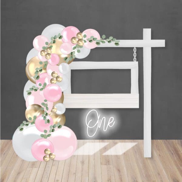 Wooden-photo-frame-neon-sign-one-with-organic-balloon-arch