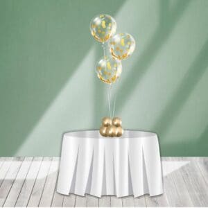 Our Confetti Clear Balloon Centerpiece with a cool weight centerpiece is a beautiful way to add decor to your event!