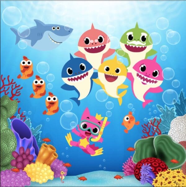 Baby Sharks banner for parties