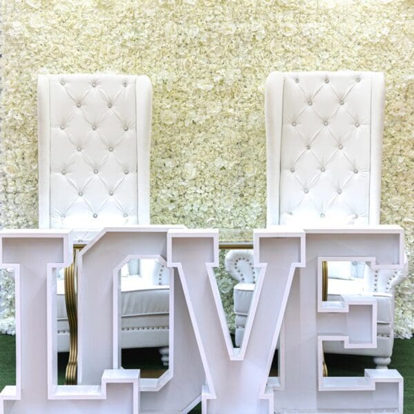 wedding backdrop with love wooden prop letters flower wall floral throne chairs-1 (1)